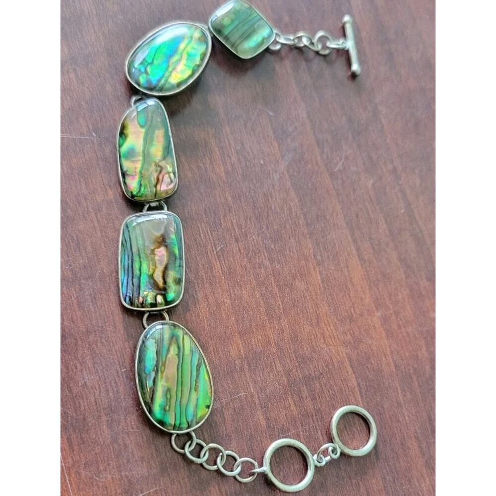 Vtg. Sterling Silver 925 Lucoral Lucas LaMeth LUC Abalone Jewelry Bracelet